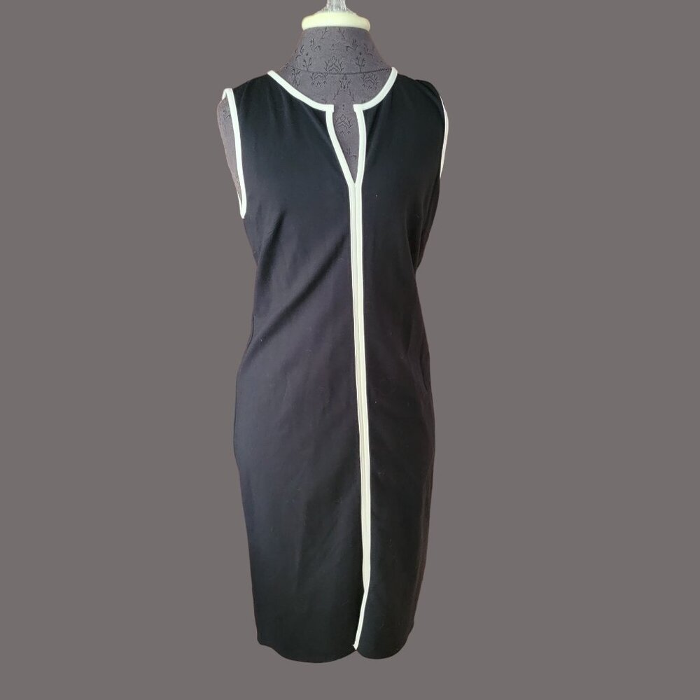 Talbots Sleeveless Black Dress With White Trim  Size 6